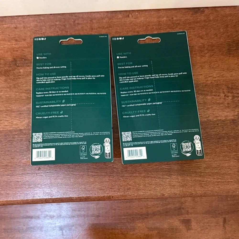 NWT ecotools Teal Powder Puff Duo - Triangle & Mini Set